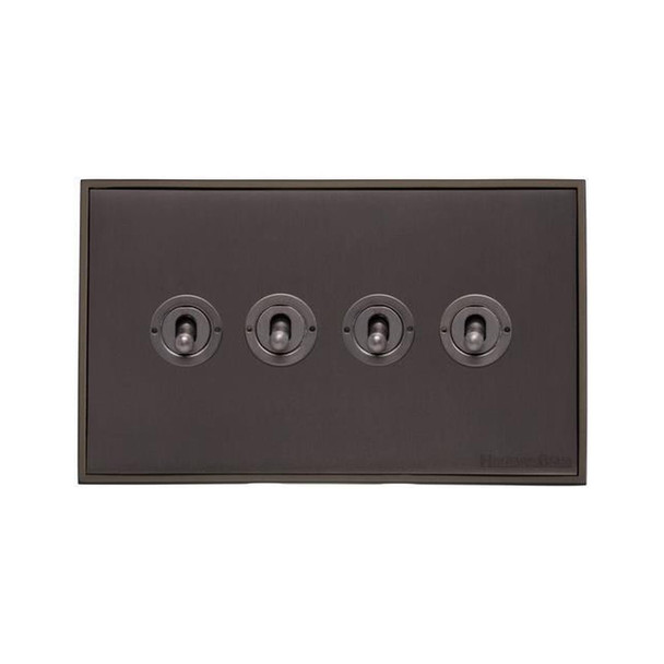 Executive Range 4 Gang Toggle Switch in Matt Bronze  - Trimless