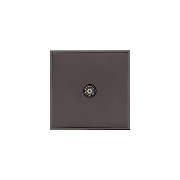 Executive Range 1 Gang Isolated TV Coaxial Socket in Matt Bronze  - Black Trim