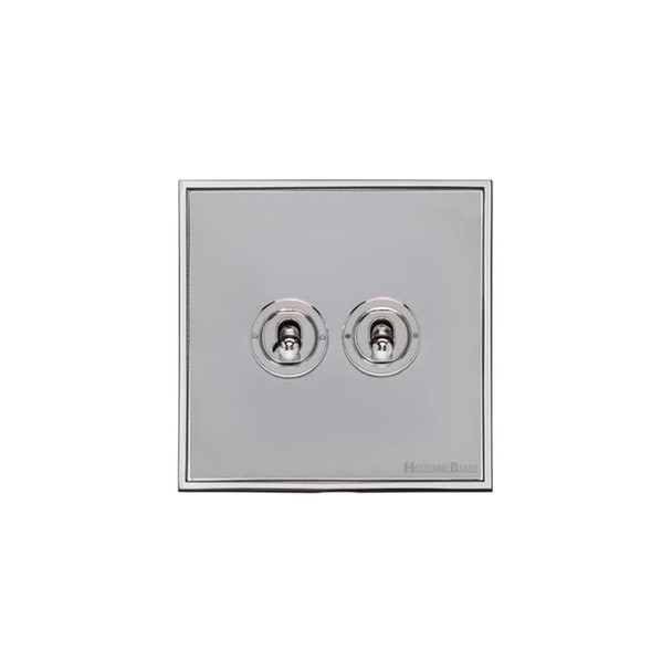 Executive Range 2 Gang Toggle Switch in Polished Chrome  - Trimless