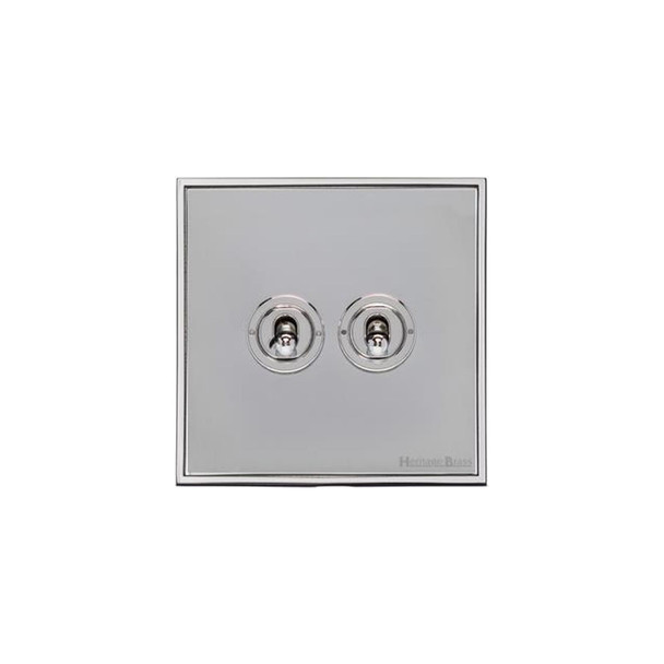 Executive Range 2 Gang Toggle Switch in Polished Chrome  - Trimless