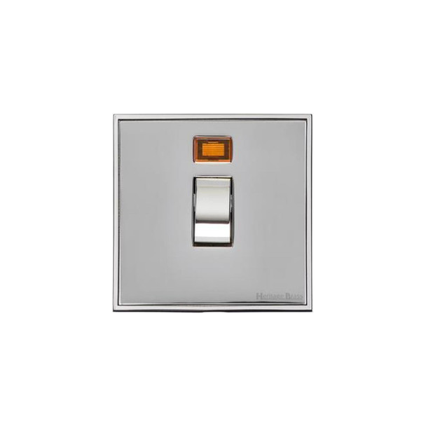 Executive Range 20A Double Pole Switch with Neon in Polished Chrome  - Black Trim