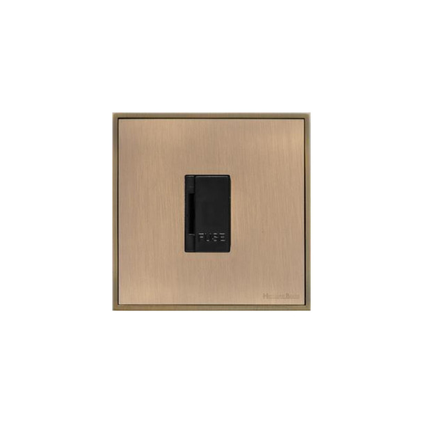 Executive Range Unswitched Spur (13 Amp) in Antique Brass  - Black Trim