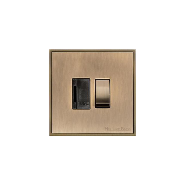 Executive Range Switched Spur (13 Amp) in Antique Brass  - Black Trim