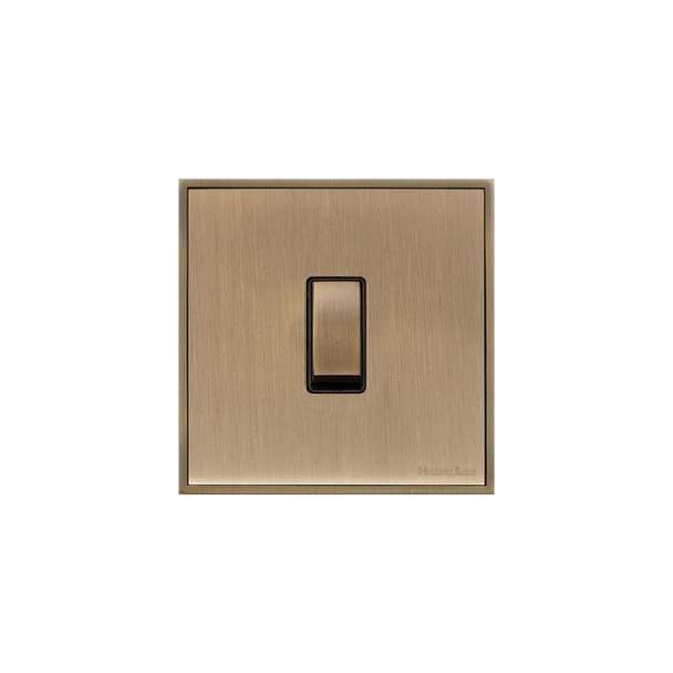 Executive Range 20A Double Pole Switch in Antique Brass  - Black Trim