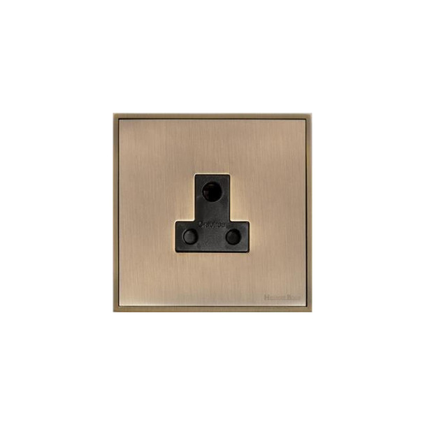 Executive Range 5 Amp 3 Round Pin Socket in Antique Brass  - Black Trim