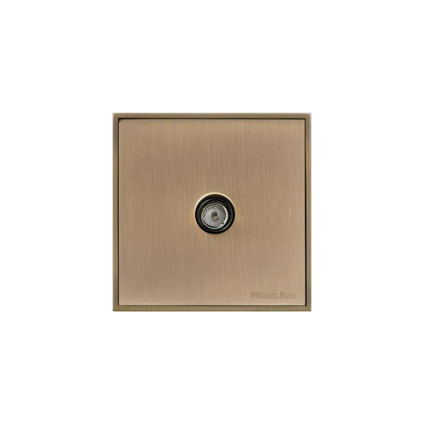 Executive Range 1 Gang Isolated TV Coaxial Socket in Antique Brass  - Black Trim