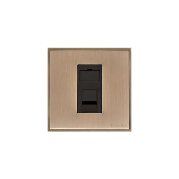 Executive Range 1 Gang RJ11 in Antique Brass  - Black Trim