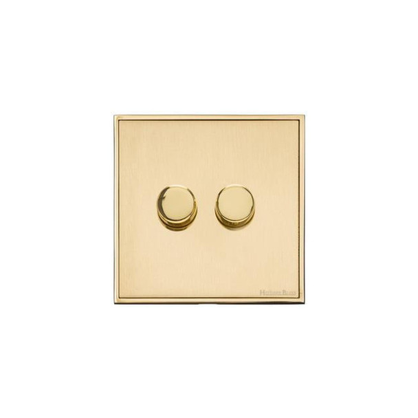 Executive Range 2 Gang LED Dimmer in Satin Brass  - Trimless