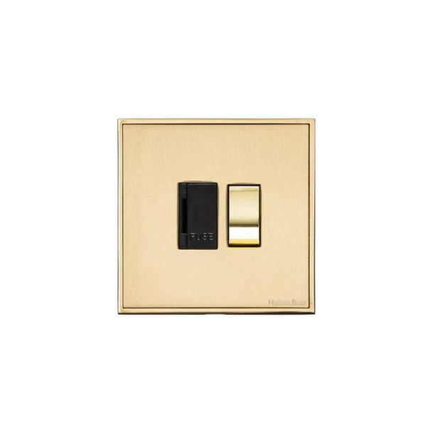 Executive Range Switched Spur (13 Amp) in Satin Brass  - Black Trim