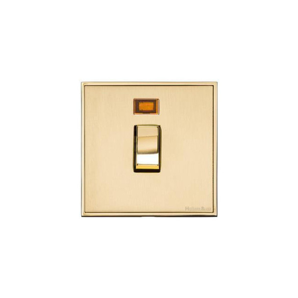Executive Range 20A Double Pole Switch with Neon in Satin Brass  - Black Trim