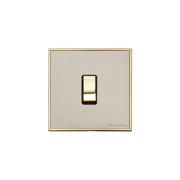 Executive Range 1 Gang Intermediate Rocker Switch (10 Amp) in Satin Nickel  - Black Trim – EX15.501.PBBK