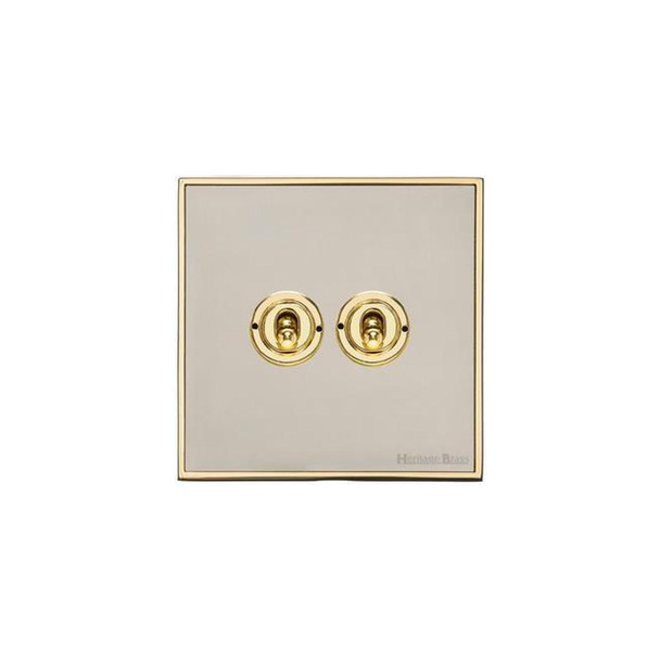 Executive Range 2 Gang Toggle Switch in Satin Nickel  - Trimless