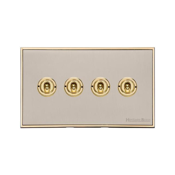 Executive Range 4 Gang Toggle Switch in Satin Nickel  - Trimless