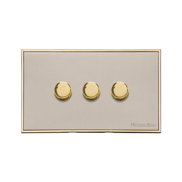 Executive Range 3 Gang Dimmer (400 watts) in Satin Nickel  - Trimless