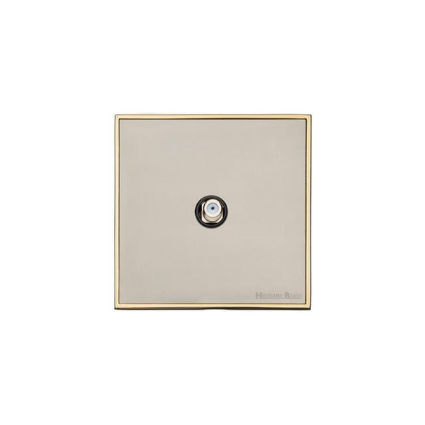 Executive Range 1 Gang Satellite Socket in Satin Nickel  - White Trim