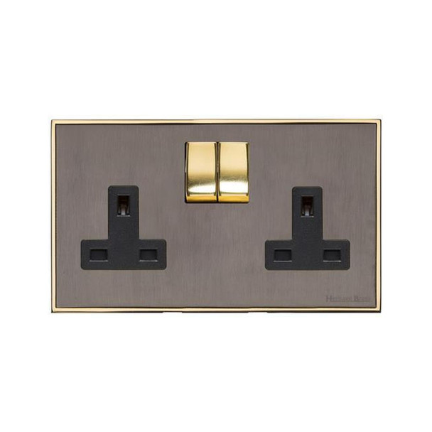 Executive Range Double Socket (13 Amp) in Satin Black Nickel  - Black Trim