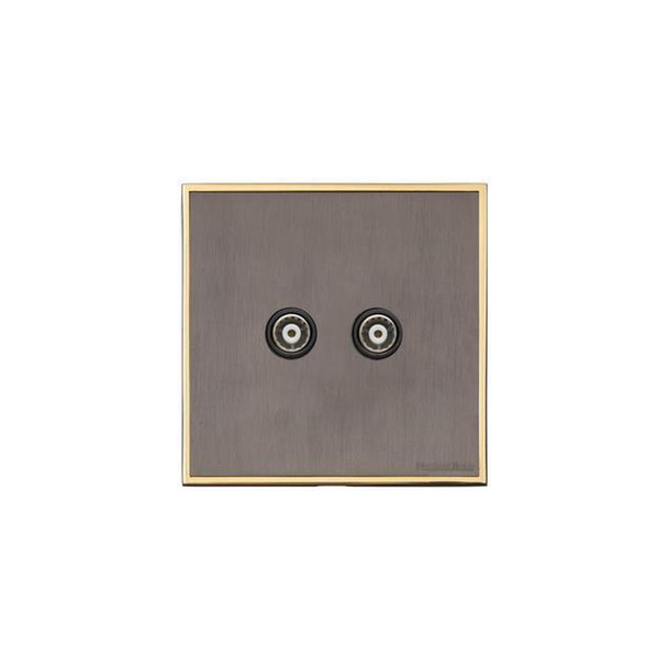 Executive Range TV/FM Diplexed Socket in Satin Black Nickel  - Black Trim