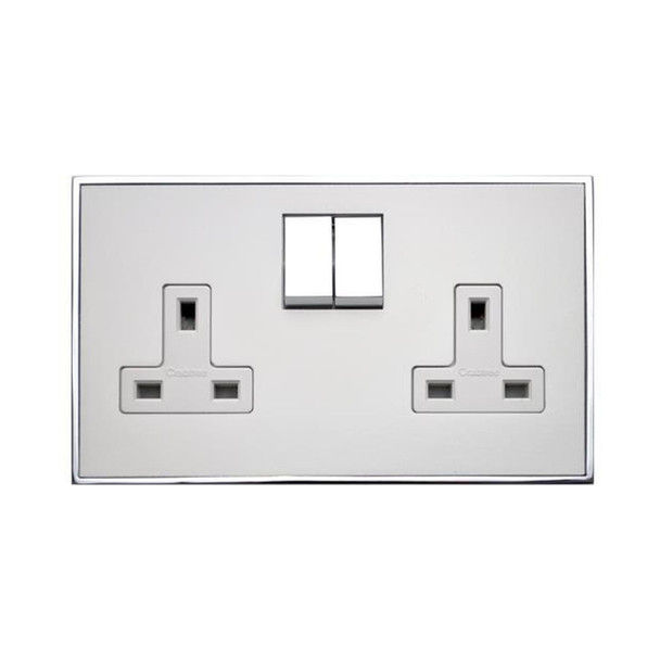 Executive Range Double Socket (13 Amp) in Matt White  - White Trim