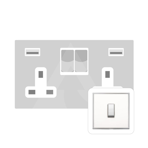 Executive Range Double USB Socket (13 Amp) in Matt White  - White Trim