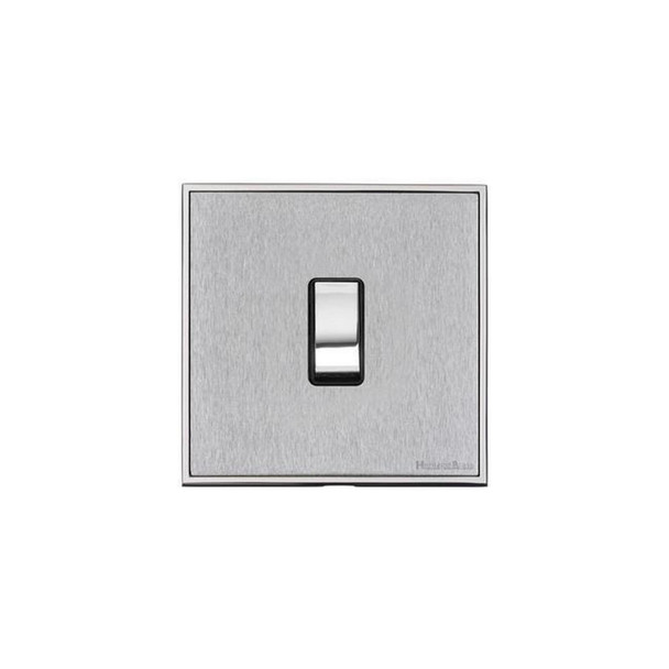 Executive Range 1 Gang Rocker Switch (10 Amp) in Satin Chrome  - Black Trim