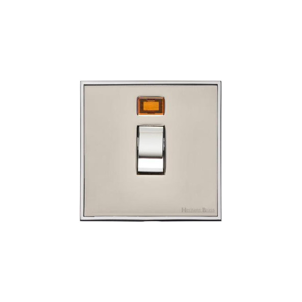 Executive Range 20A Double Pole Switch with Neon in Satin Nickel  - Black Trim
