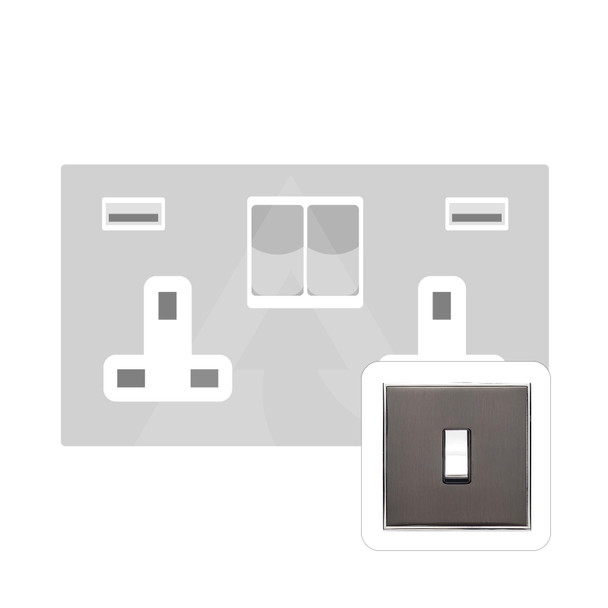 Executive Range Double USB Socket (13 Amp) in Satin Black Nickel  - Black Trim - EX26.255.PCBK-USB