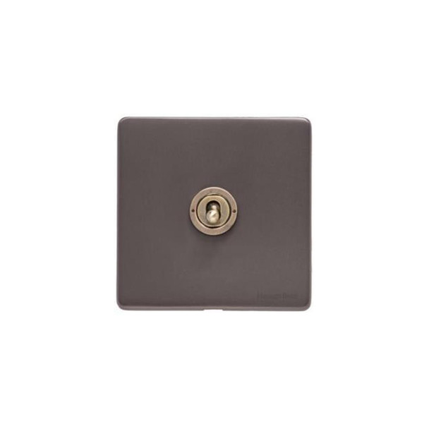 Verona Range 1 Gang Intermediate Toggle Switch in Matt Bronze  - Black Trim