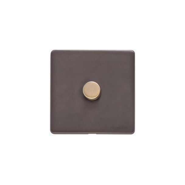 Verona Range 1 Gang LED Dimmer in Matt Bronze  - Black Trim