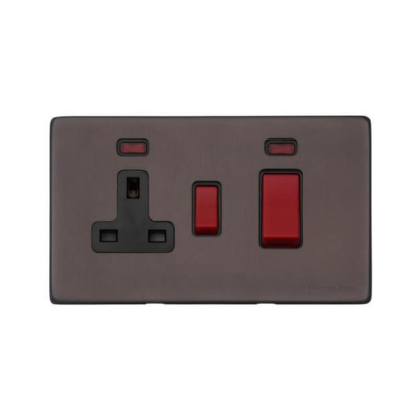 Verona Range 45A Cooker Unit + 13A Socket in Matt Bronze  - Black Trim