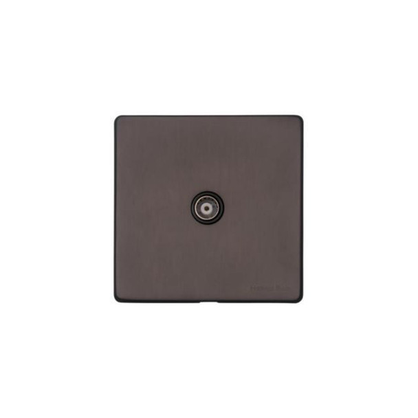 Verona Range 1 Gang Non-Isolated TV Coaxial Socket in Matt Bronze  - Black Trim