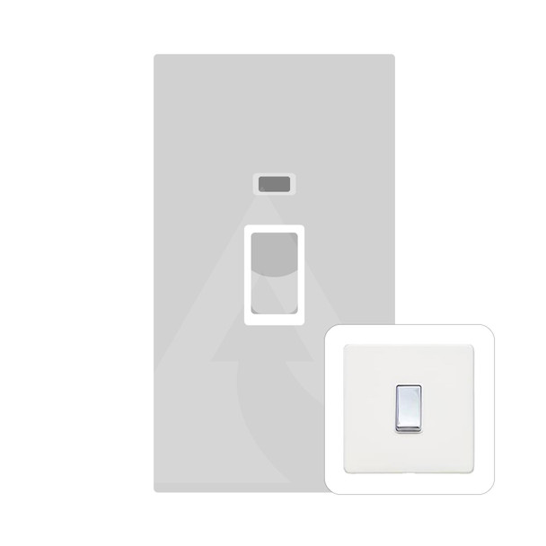 Seville Range 45A DP Cooker Switch with Neon (tall plate) in Gloss White  - White Trim