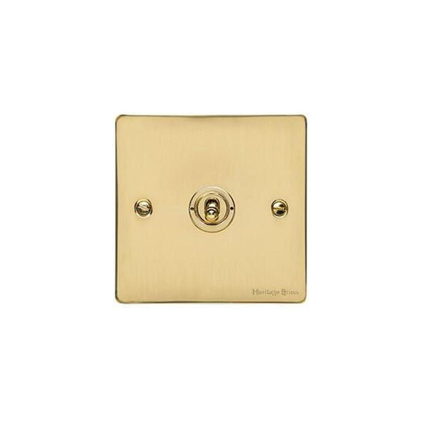 Elite Flat Plate Range 1 Gang Intermediate Toggle Switch in Polished Brass  - Trimless