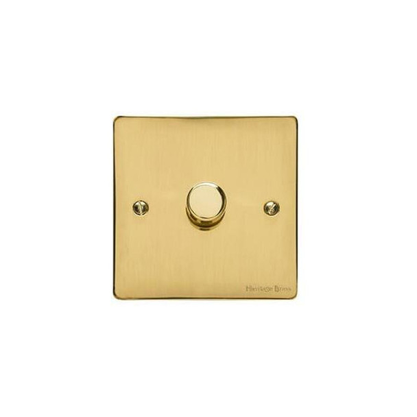 Elite Flat Plate Range 1 Gang Dimmer (400 watts) in Polished Brass  - Trimless