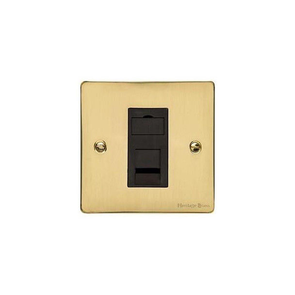 Elite Flat Plate Range 1 Gang Cat 6 in Polished Brass  - Black Trim