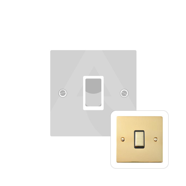 Elite Flat Plate Range 1 Gang Rocker Switch (10 Amp) in Polished Brass  - White Trim