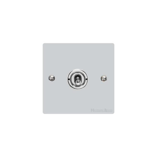 Elite Flat Plate Range 1 Gang Intermediate Toggle Switch in Polished Chrome  - Trimless