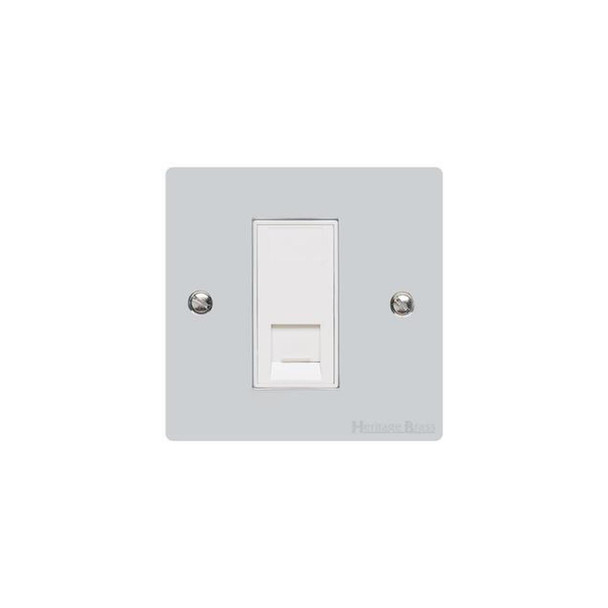 Elite Flat Plate Range 1 Gang Cat 6 in Polished Chrome  - White Trim