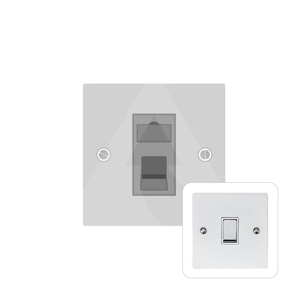 Elite Flat Plate Range 1 Gang RJ11 in Polished Chrome  - Black Trim