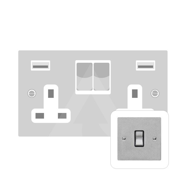 Elite Flat Plate Range 2G 13A Socket with USB-A & USB-C in Satin Chrome  - White Trim