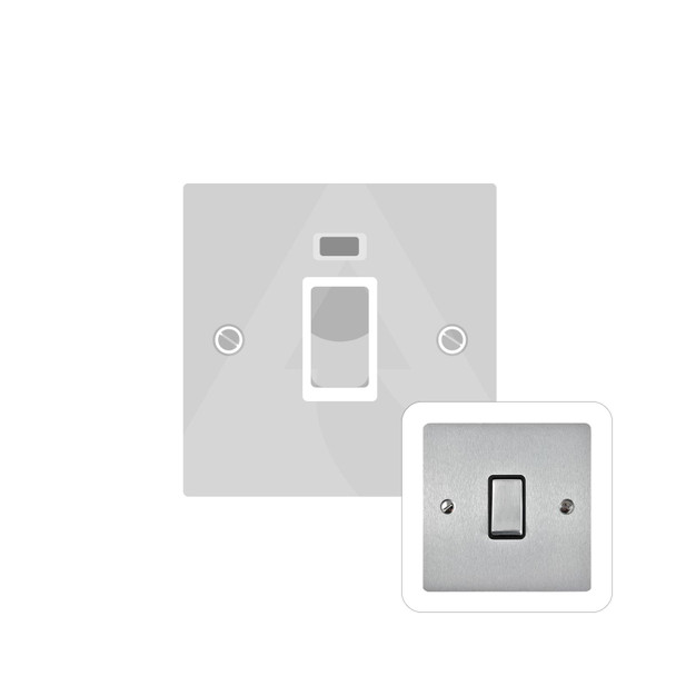 Elite Flat Plate Range 45A DP Cooker Switch with Neon (single plate) in Satin Chrome  - White Trim