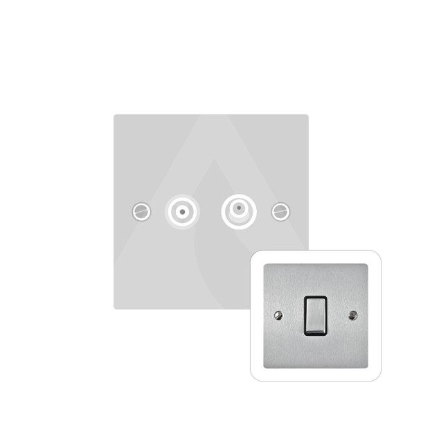 Elite Flat Plate Range TV/Satellite Socket in Satin Chrome  - White Trim