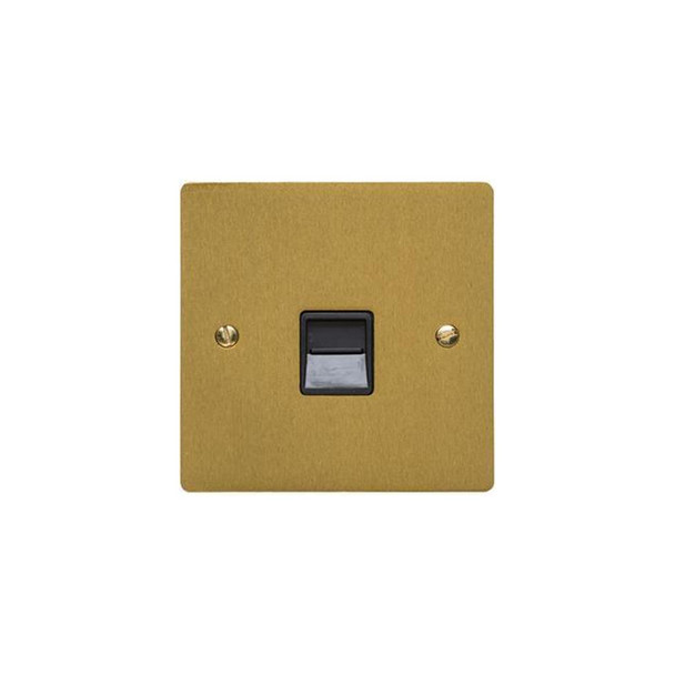 Elite Flat Plate Range 1 Gang Secondary Line Socket in Satin Brass  - Black Trim