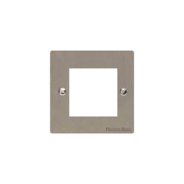 Elite Flat Plate Range 2 Module Euro Plate in Satin Nickel  - White Trim