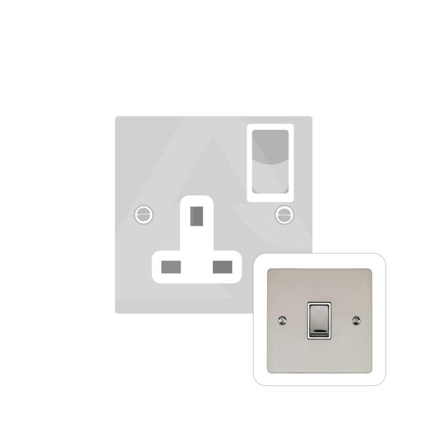 Elite Flat Plate Range Single Socket (13 Amp) in Satin Nickel  - Black Trim