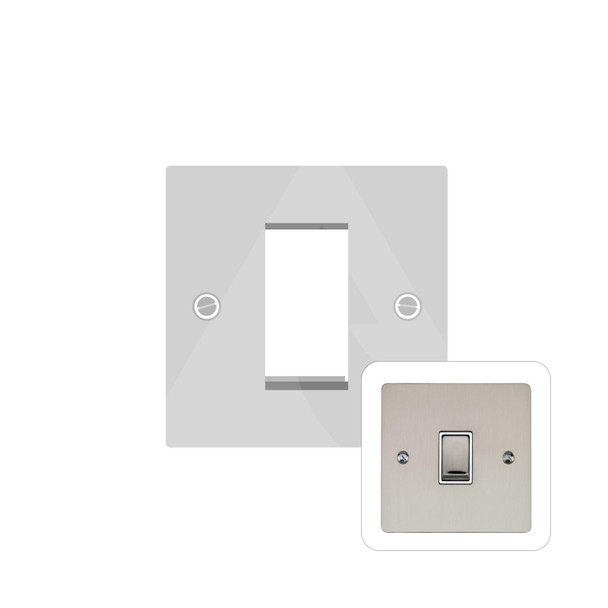 Elite Flat Plate Range 1 Module Euro Plate in Satin Nickel  - Black Trim