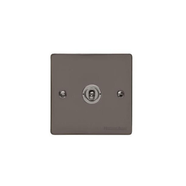 Elite Flat Plate Range 1 Gang Toggle Switch in Polished Black Nickel  - Trimless