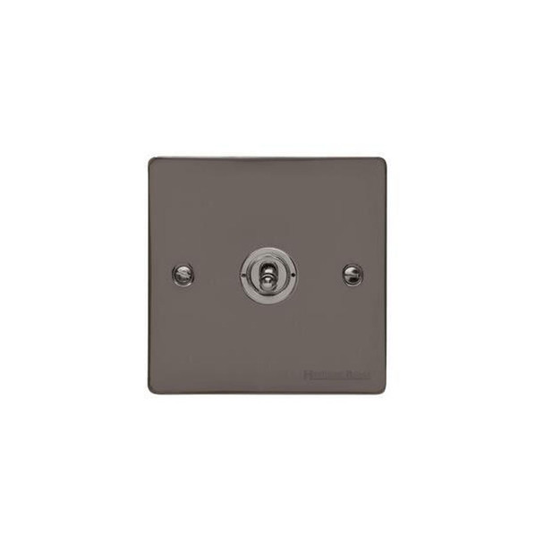 Elite Flat Plate Range 1 Gang Intermediate Toggle Switch in Polished Black Nickel  - Trimless