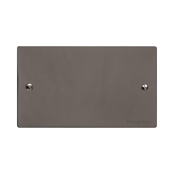 Elite Flat Plate Range Double Blank Plate in Polished Black Nickel