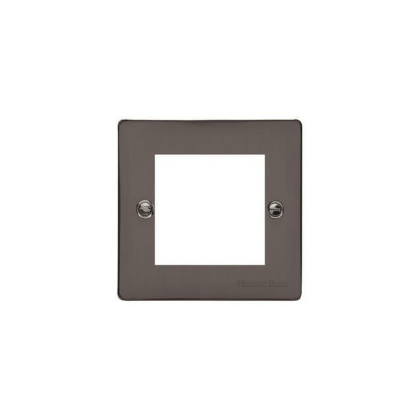 Elite Flat Plate Range 2 Module Euro Plate in Polished Black Nickel  - Black Trim