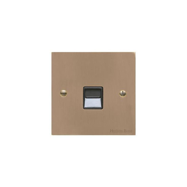 Elite Flat Plate Range 1 Gang Secondary Line Socket in Antique Brass  - Black Trim